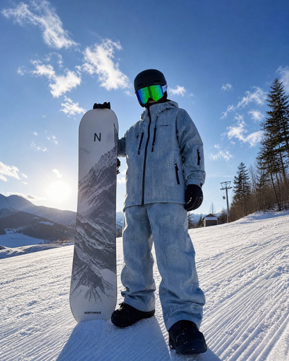 Ski Wear Windproof Blue Denim Kids Snow Suit
