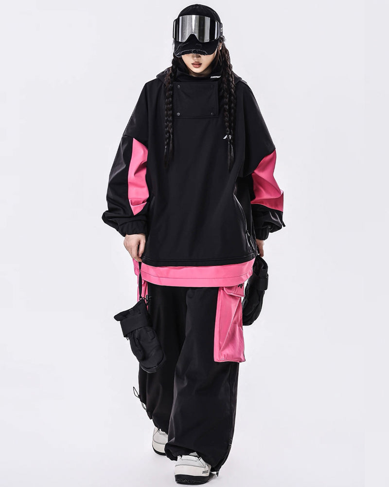 Ski Wear Windproof Waterproof Fleece-Lined Loose Ski Jacket &amp; Pants Set -Unisex