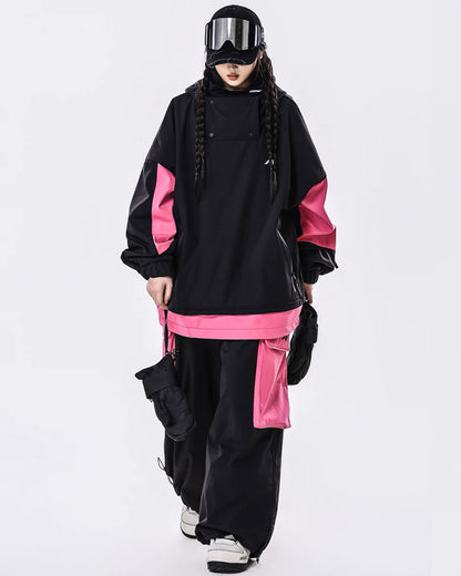 Ski Wear Windproof Waterproof Fleece-Lined Loose Ski Jacket &amp; Pants Set -Unisex