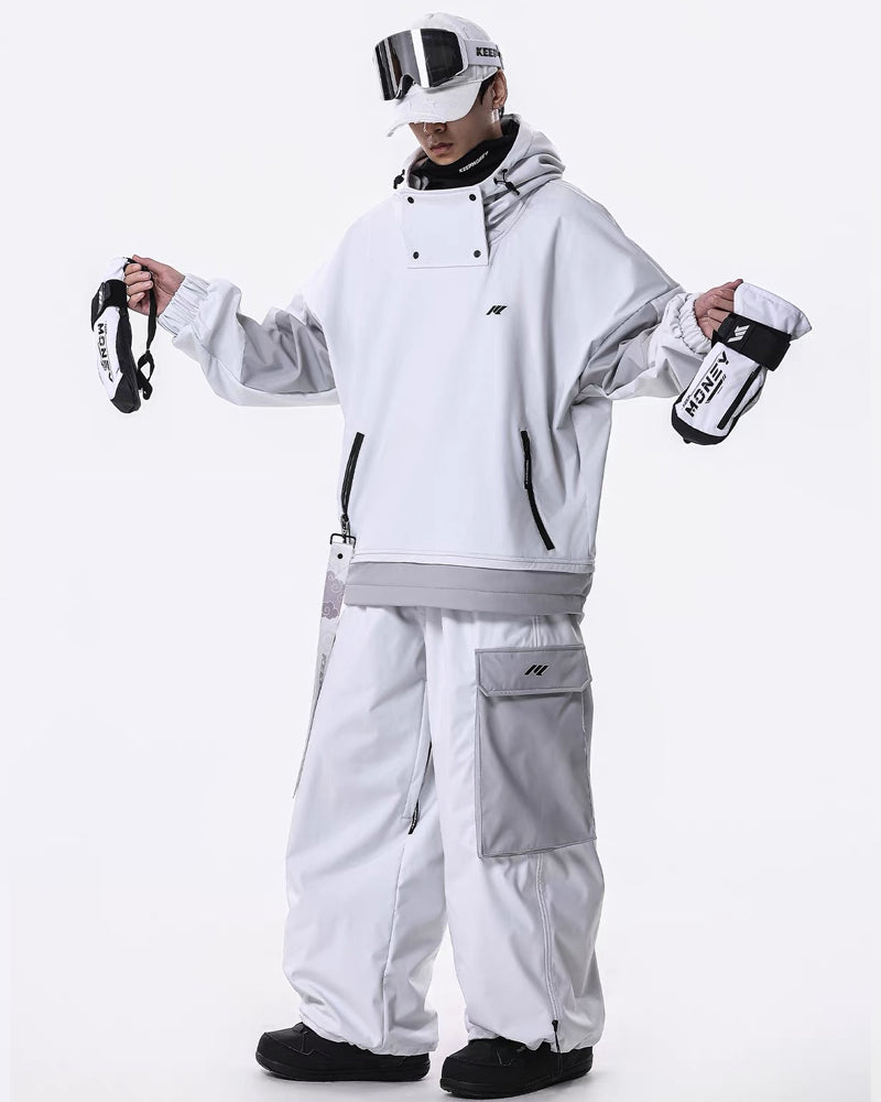 Ski Wear Windproof Waterproof Fleece-Lined Loose Ski Jacket &amp; Pants Set -Unisex