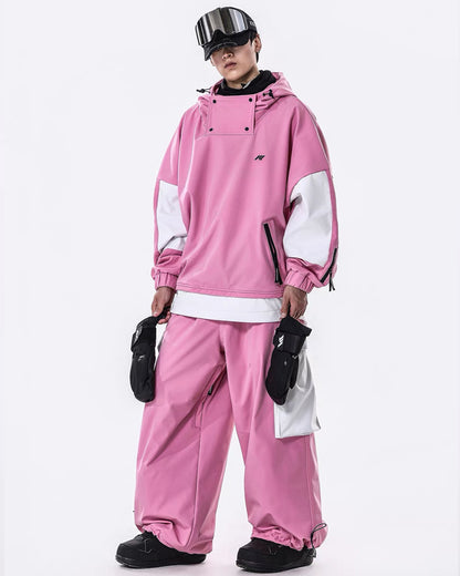 Ski Wear Windproof Waterproof Fleece-Lined Loose Ski Jacket &amp; Pants Set -Unisex