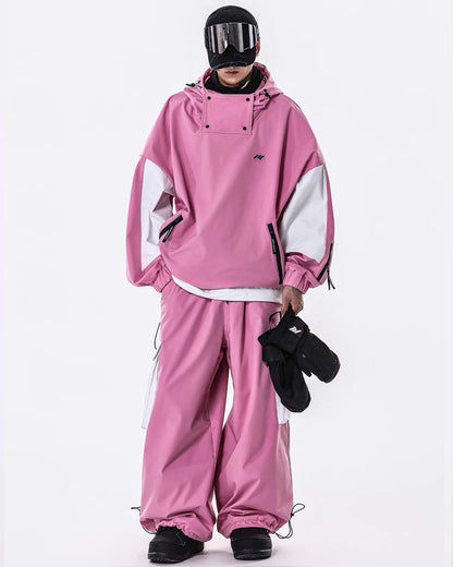 Ski Wear Windproof Waterproof Fleece-Lined Loose Ski Jacket &amp; Pants Set -Unisex