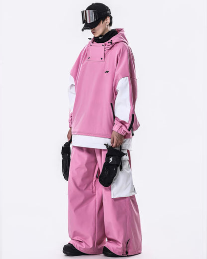 Ski Wear Windproof Waterproof Fleece-Lined Loose Ski Jacket &amp; Pants Set -Unisex
