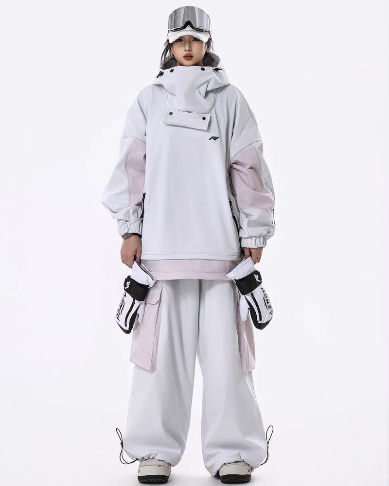 Ski Wear Windproof Waterproof Fleece-Lined Loose Ski Jacket &amp; Pants Set -Unisex