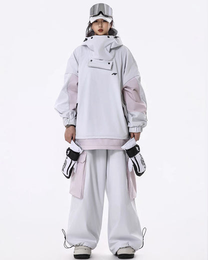 Ski Wear Windproof Waterproof Fleece-Lined Loose Ski Jacket &amp; Pants Set -Unisex