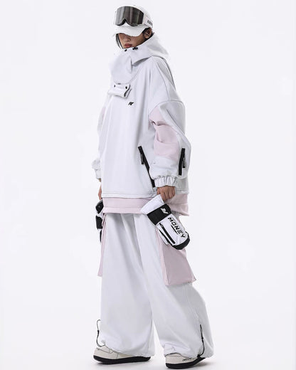 Ski Wear Windproof Waterproof Fleece-Lined Loose Ski Jacket &amp; Pants Set -Unisex