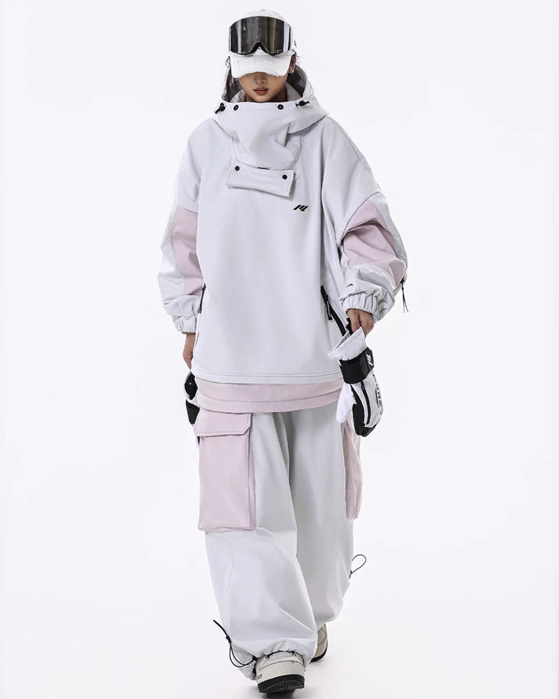 Ski Wear Windproof Waterproof Fleece-Lined Loose Ski Jacket &amp; Pants Set -Unisex
