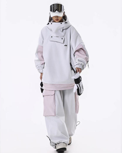 Ski Wear Windproof Waterproof Fleece-Lined Loose Ski Jacket &amp; Pants Set -Unisex
