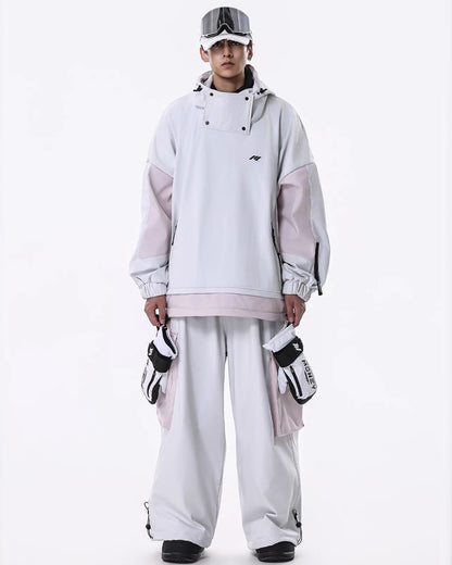 Ski Wear Windproof Waterproof Fleece-Lined Loose Ski Jacket &amp; Pants Set -Unisex