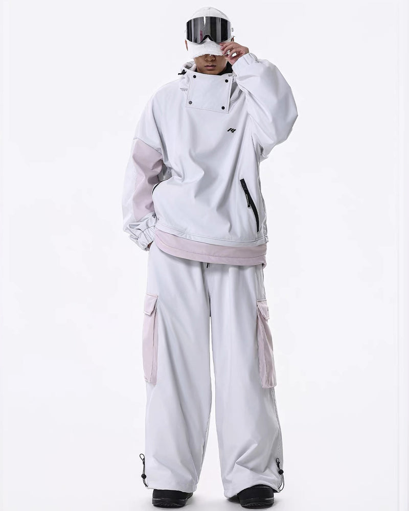 Ski Wear Windproof Waterproof Fleece-Lined Loose Ski Jacket &amp; Pants Set -Unisex
