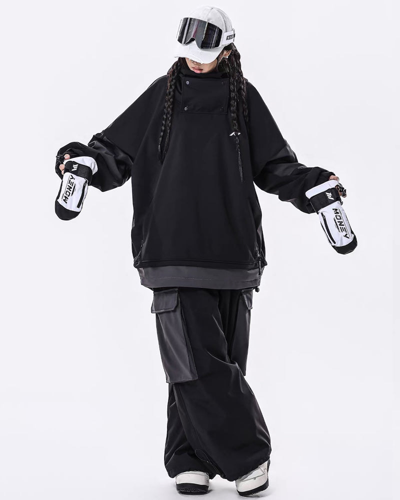 Ski Wear Windproof Waterproof Fleece-Lined Loose Ski Jacket &amp; Pants Set -Unisex