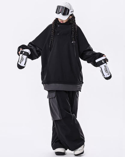 Ski Wear Windproof Waterproof Fleece-Lined Loose Ski Jacket &amp; Pants Set -Unisex