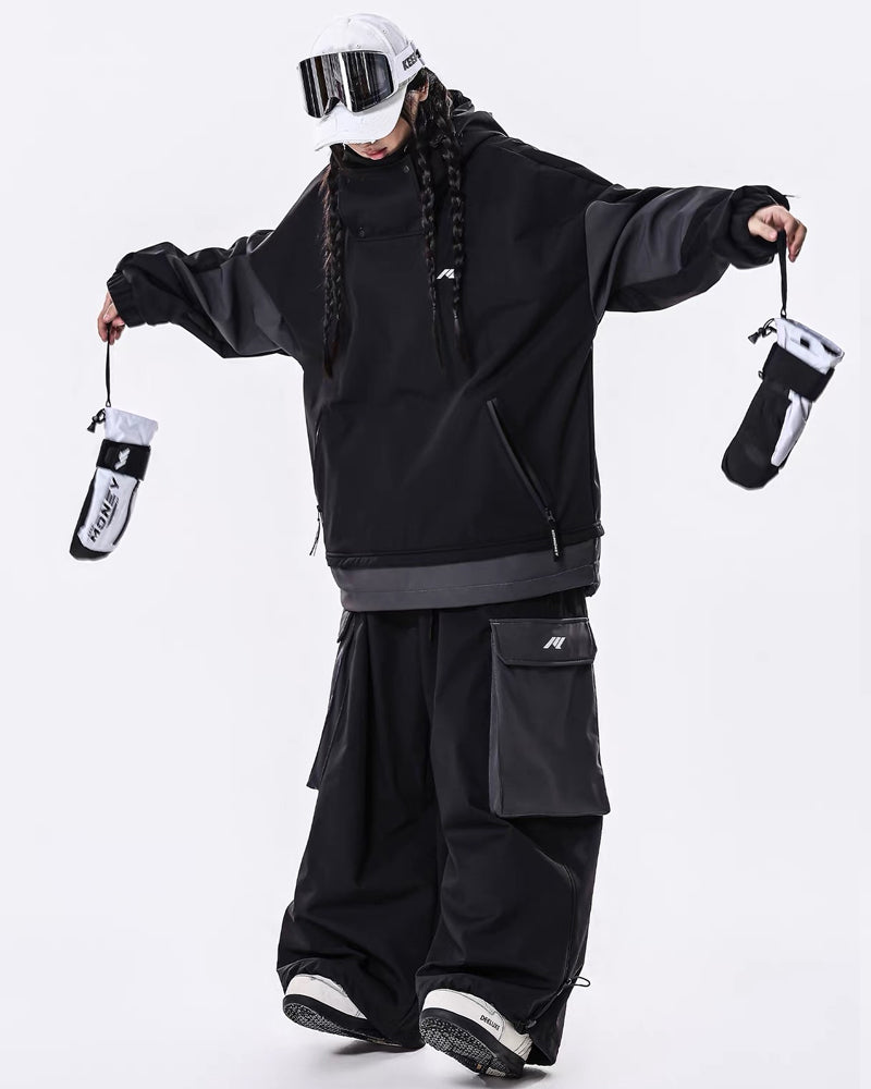 Ski Wear Windproof Waterproof Fleece-Lined Loose Ski Jacket &amp; Pants Set -Unisex