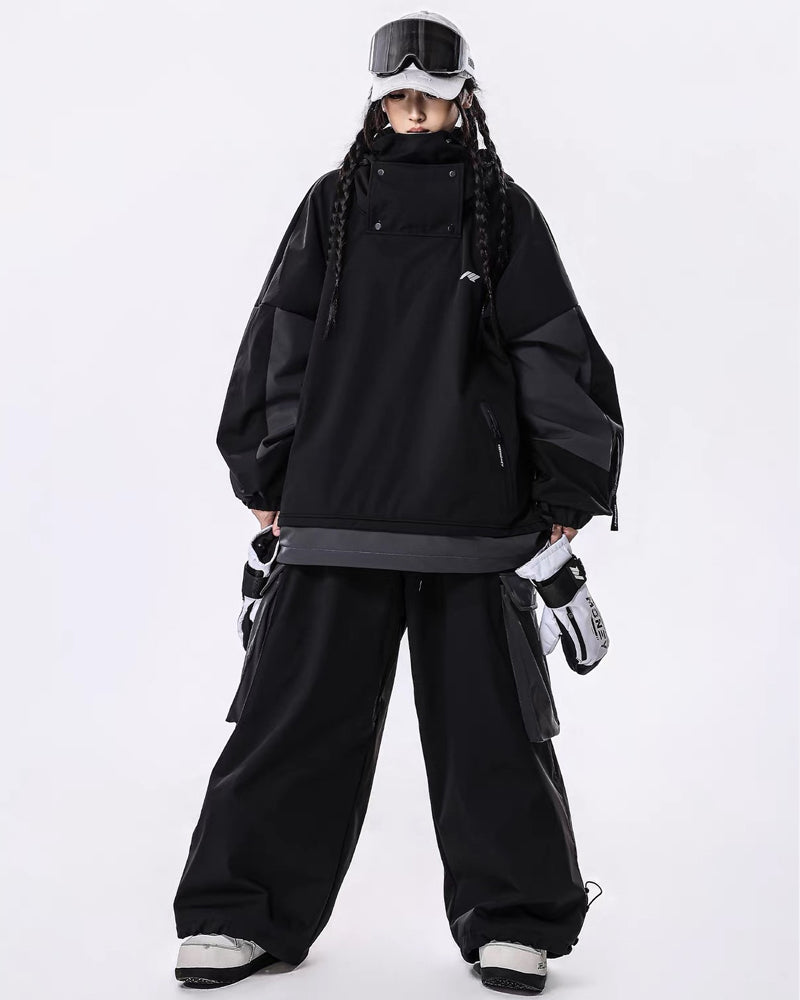 Ski Wear Windproof Waterproof Fleece-Lined Loose Ski Jacket &amp; Pants Set -Unisex