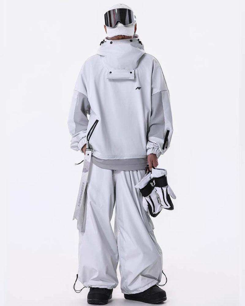 Ski Wear Windproof Waterproof Fleece-Lined Loose Ski Jacket &amp; Pants Set -Unisex