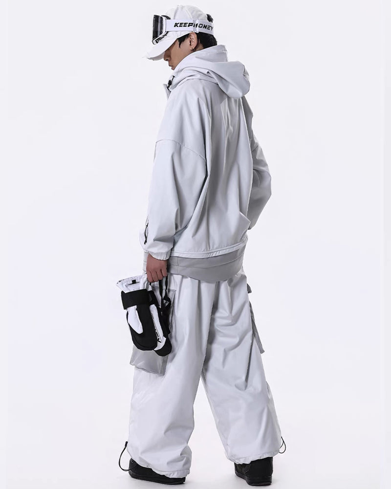 Ski Wear Windproof Waterproof Fleece-Lined Loose Ski Jacket &amp; Pants Set -Unisex