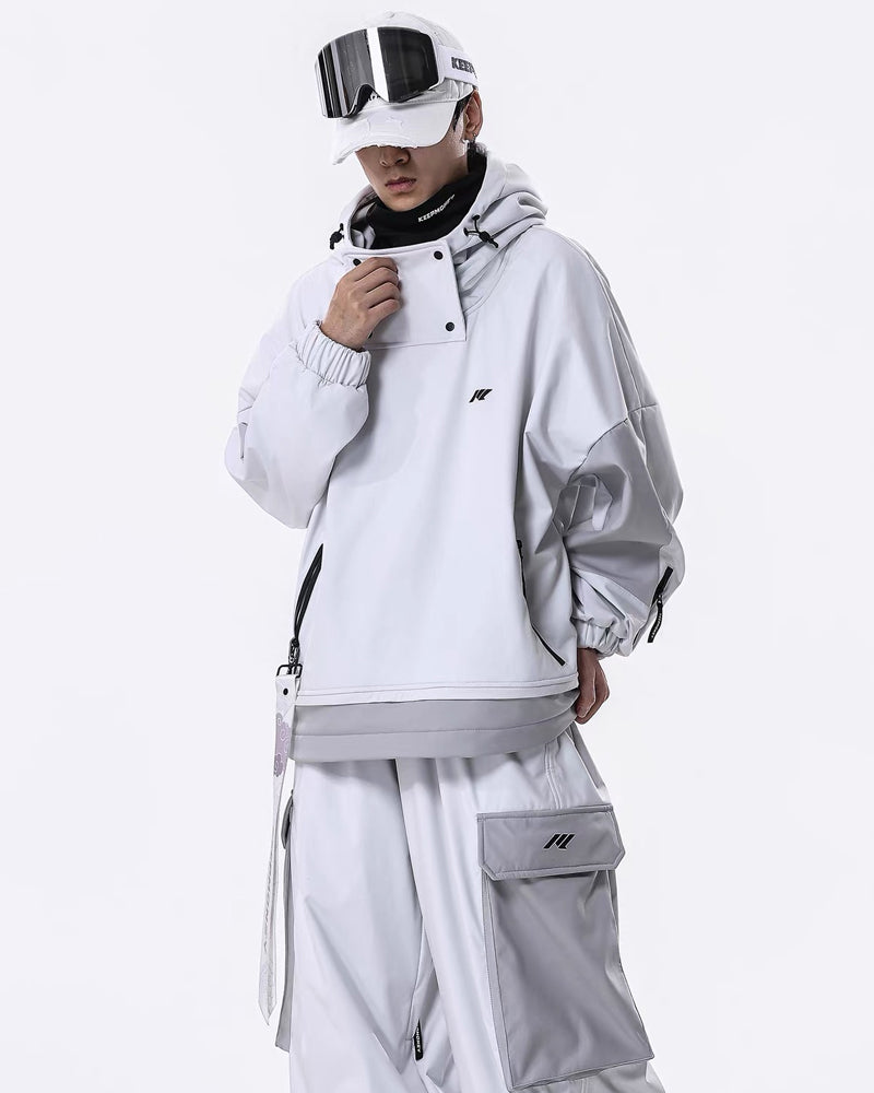 Ski Wear Windproof Waterproof Fleece-Lined Loose Ski Jacket &amp; Pants Set -Unisex