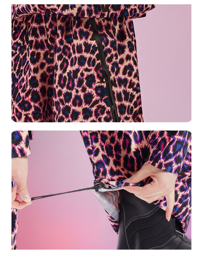 Ski Wear 3L Hard-Shell Waterproof Leopard Ski Jacket &amp; Pants Suit -Unisex