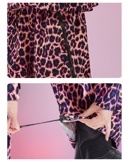 Ski Wear 3L Hard-Shell Waterproof Leopard Ski Jacket &amp; Pants Suit -Unisex