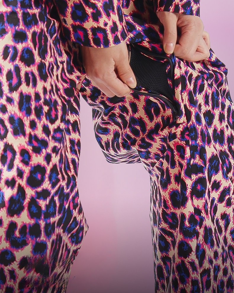 Ski Wear 3L Hard-Shell Waterproof Leopard Ski Jacket &amp; Pants Suit -Unisex