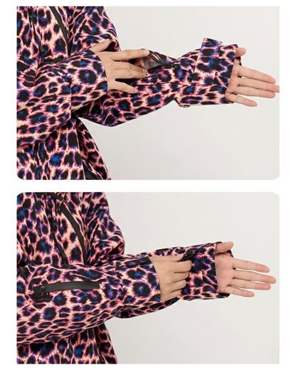 Ski Wear 3L Hard-Shell Waterproof Leopard Ski Jacket &amp; Pants Suit -Unisex