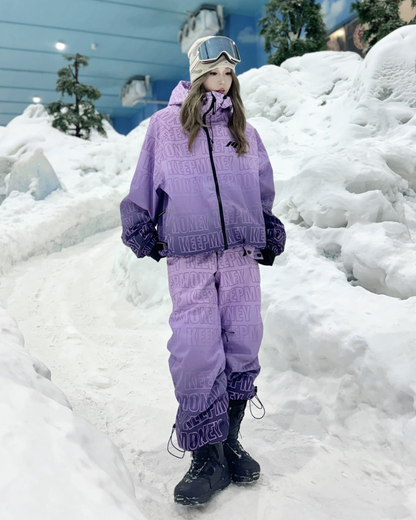 Ski Wear All Letters Thick Snow Suit -Unisex