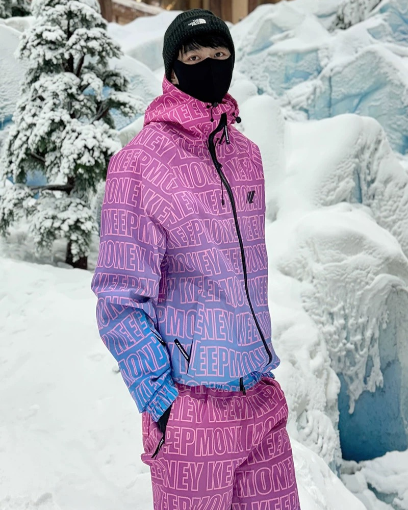 Ski Wear All Letters Thick Snow Suit -Unisex