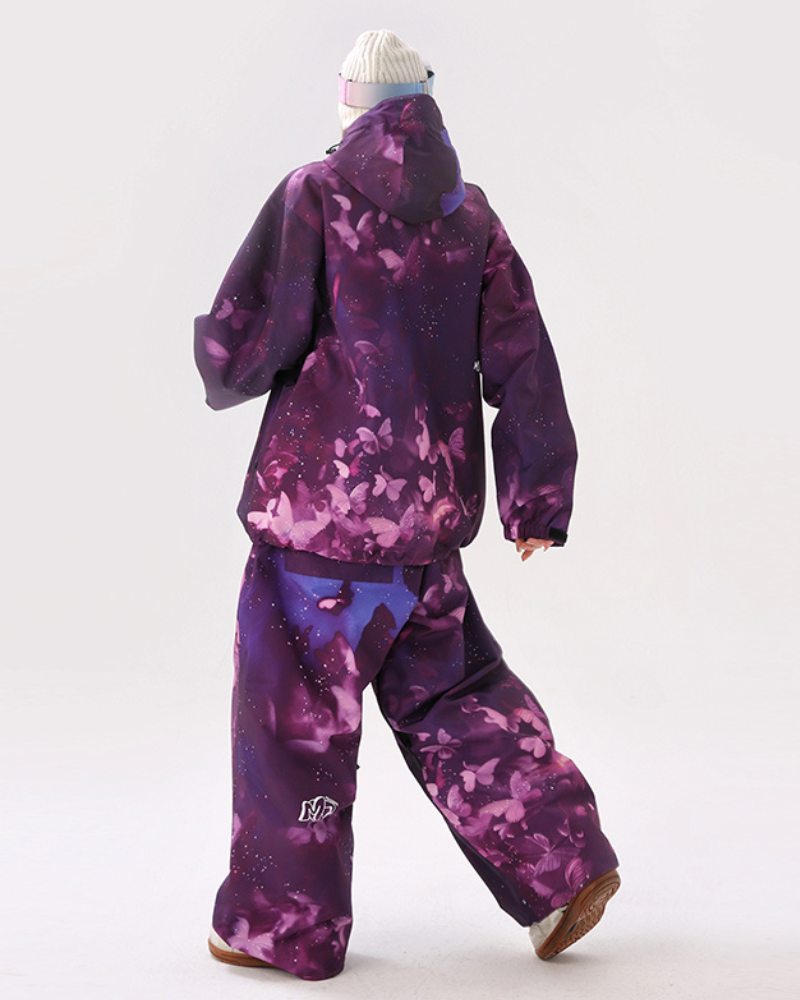 Ski Wear Purple Butterfly Unisex Snow Suit