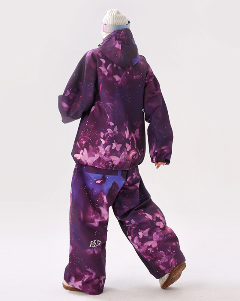 Ski Wear Purple Butterfly Snow Suit -Unisex