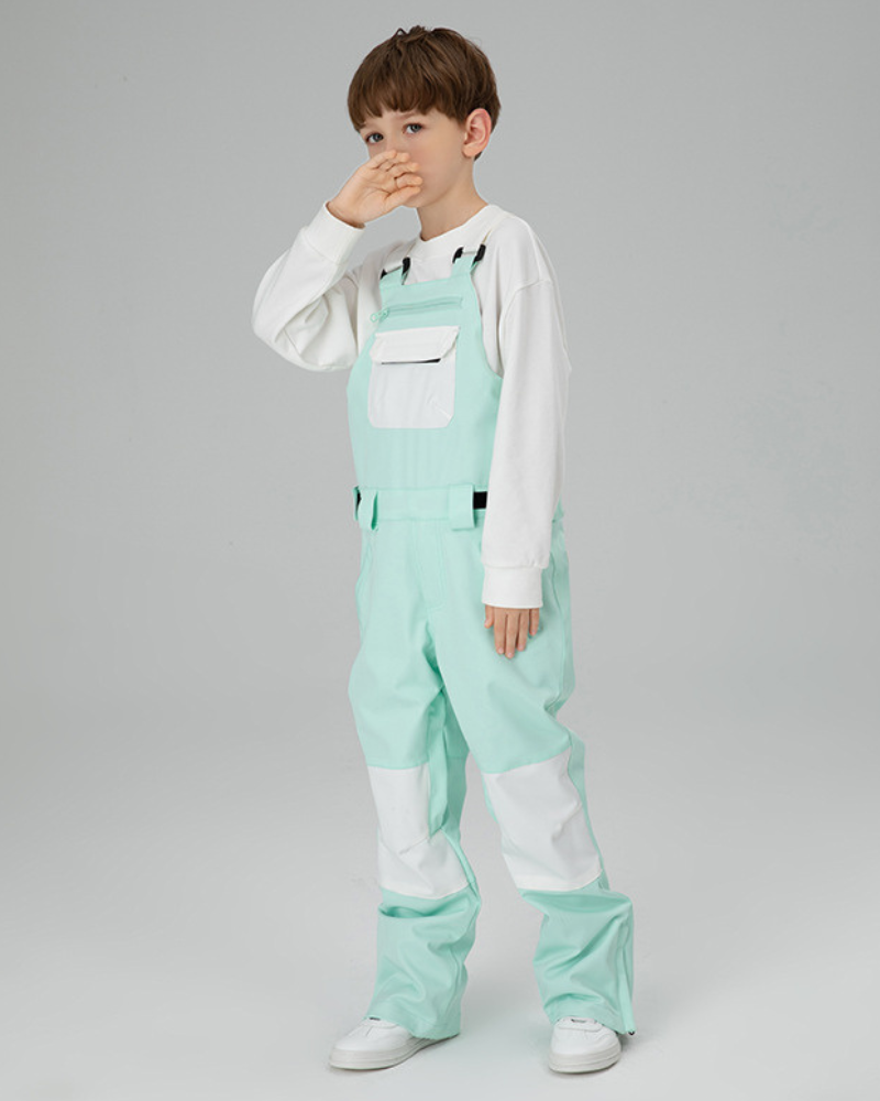 Ski Wear Snowboard Gear Color-Block Kids Ski Bib