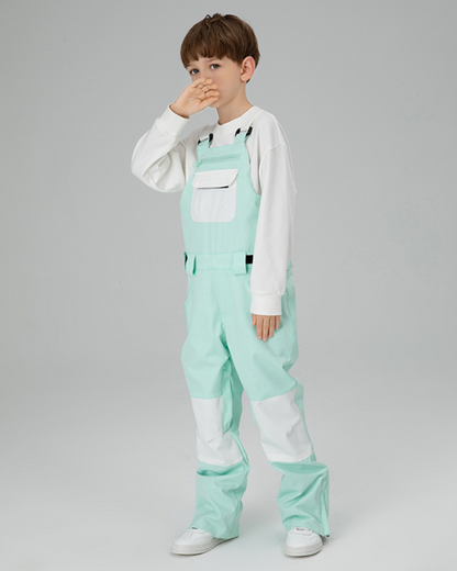 Ski Wear Snowboard Gear Color-Block Kids Ski Bib
