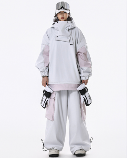 Ski Wear Windproof Waterproof Fleece-Lined Loose Ski Jacket &amp; Pants Set -Unisex