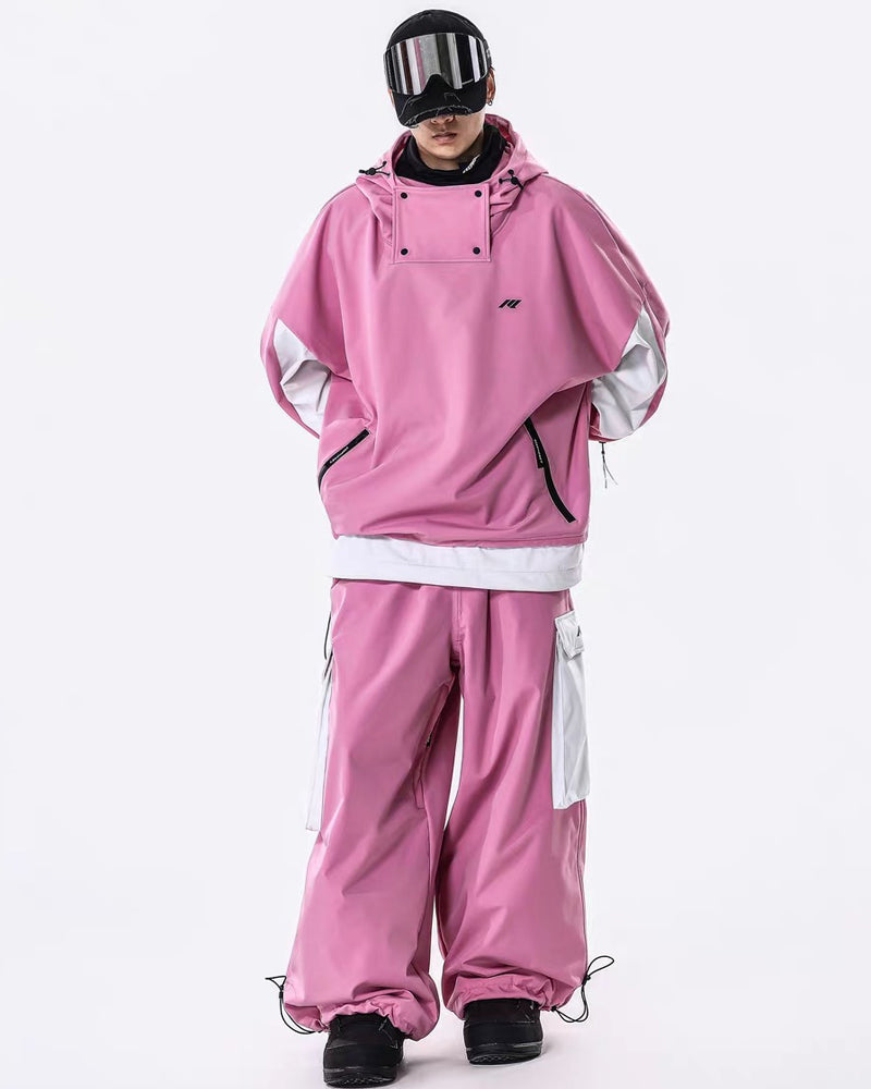 Ski Wear Windproof Waterproof Fleece-Lined Loose Ski Jacket &amp; Pants Set -Unisex