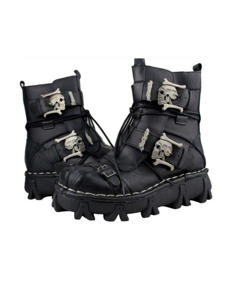 Techwear Punk Skull Unisex Motorcycle Riding Boots