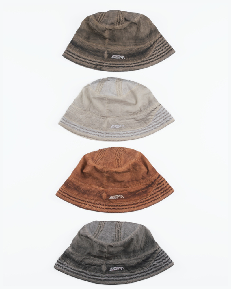 Steam Function Washed Distressed Bucket Hat
