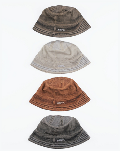 Steam Function Washed Distressed Bucket Hat