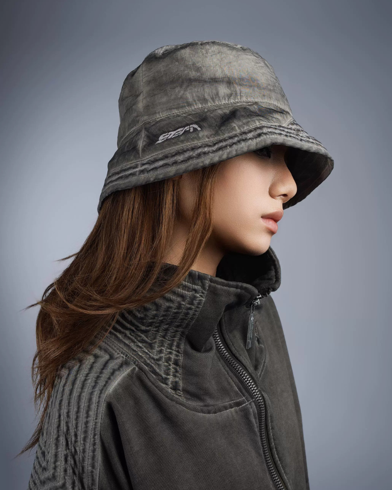 Steam Function Washed Distressed Bucket Hat