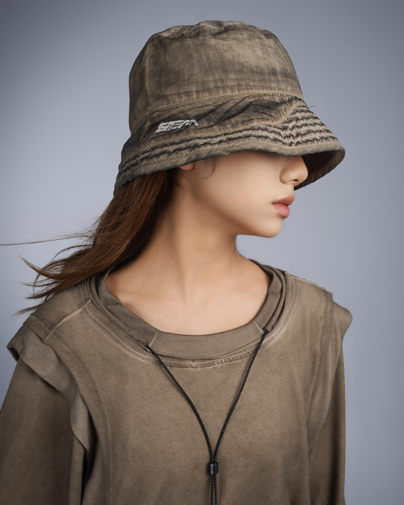 Steam Function Washed Distressed Bucket Hat