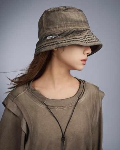 Steam Function Washed Distressed Bucket Hat