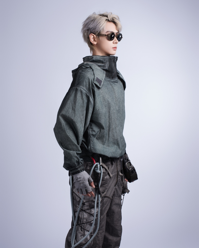 Steampunk Post-Apocalyptic Outdoor Distressed Stand Collar Hoodie