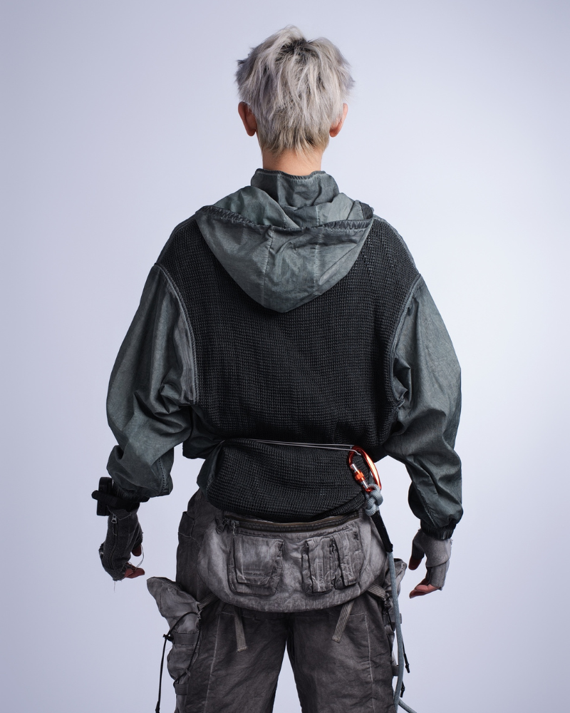 Steampunk Post-Apocalyptic Outdoor Distressed Stand Collar Hoodie