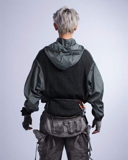 Steampunk Post-Apocalyptic Outdoor Distressed Stand Collar Hoodie