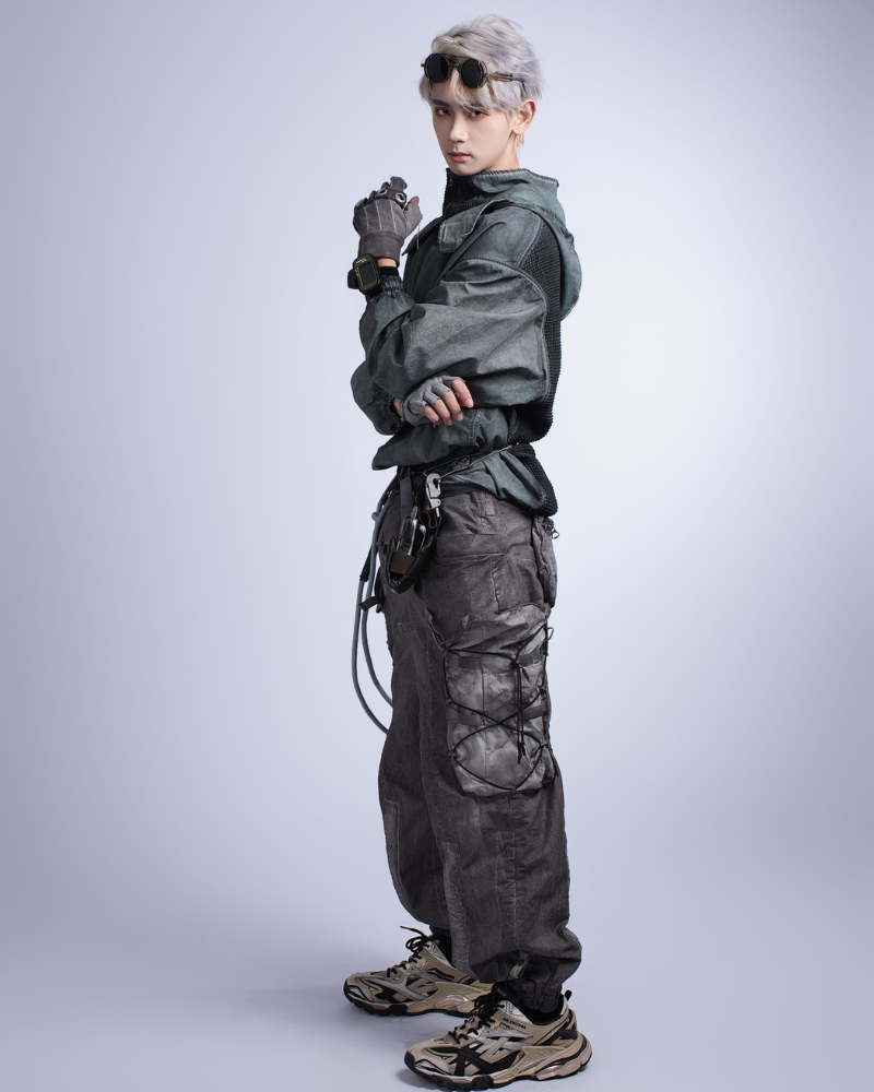 Steampunk Post-Apocalyptic Outdoor Distressed Stand Collar Hoodie