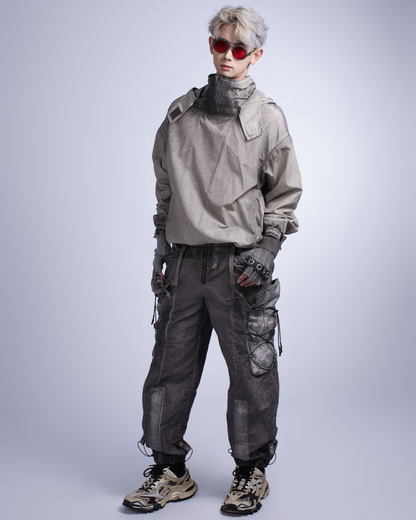 Steampunk Post-Apocalyptic Outdoor Distressed Stand Collar Hoodie