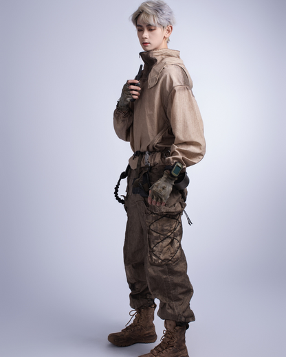 Steampunk Post-Apocalyptic Outdoor Distressed Stand Collar Hoodie