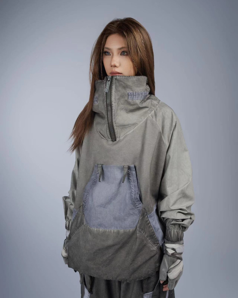 Steampunk Post-Apocalyptic Patchwork Pockets Outdoor Sweatshirt