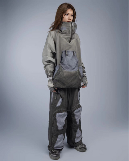 Steampunk Post-Apocalyptic Patchwork Pockets Outdoor Sweatshirt
