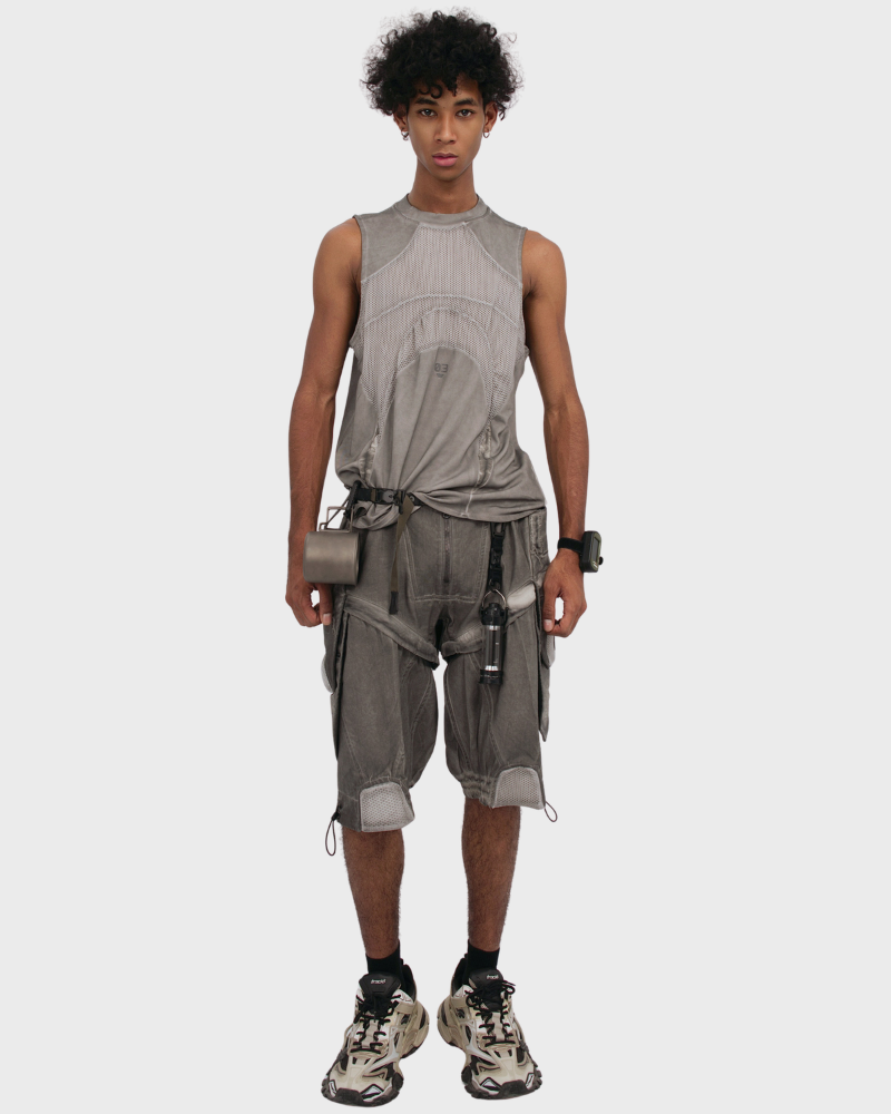 Steampunk-Inspired Wasteland Distressed Sleeveless T-Shirt