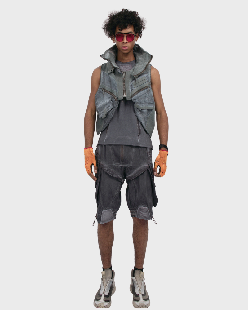 Steampunk-Inspired Wasteland Distressed Sleeveless T-Shirt
