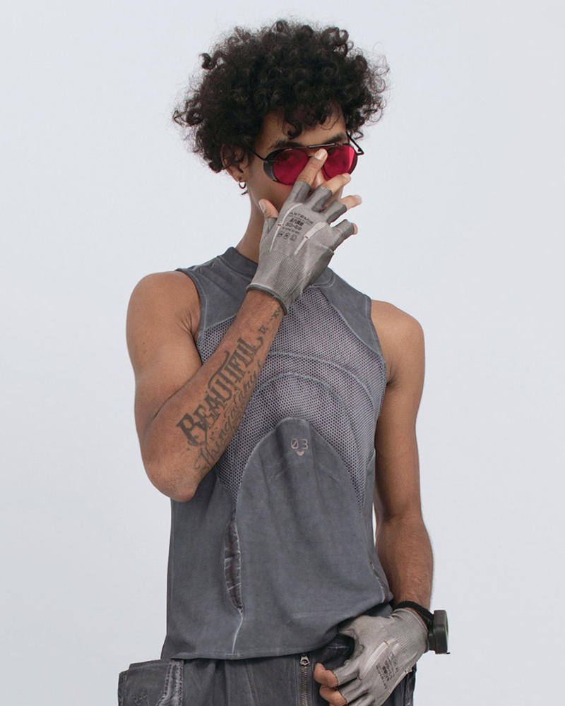 Steampunk-Inspired Wasteland Distressed Sleeveless T-Shirt